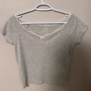 Hollister off the shoulder Lace Tee